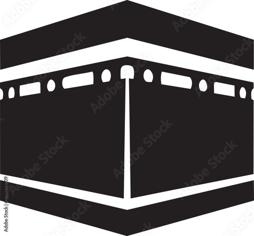 Stylized Silhouette of the Holy Kaaba Building in Mecca for Hajj and Umrah Concepts