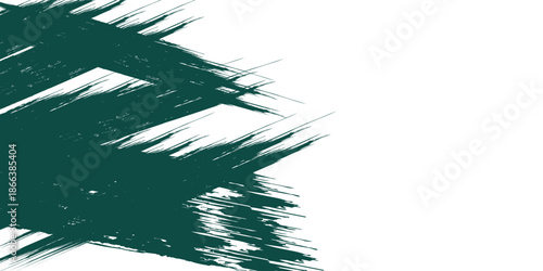 Hand drawn grainy green brush stroke with spray texture. Rough thick brush stroke texture. Grunge distress damaged old banner with zigzag bold line. Spray green trend paint effect vector background.