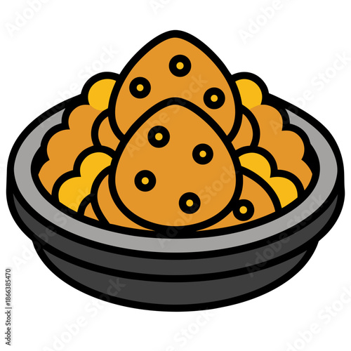 Plate of Chicken Biryani in a Black Bowl