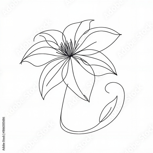 Outline of a flower with flowing lines and elegant design  