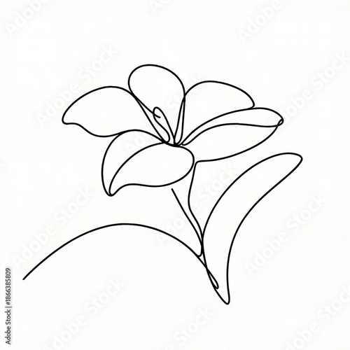 Minimalist line drawing of a flower with elegant curves  