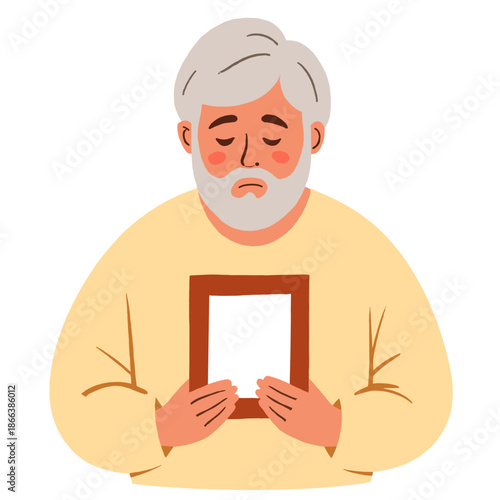 Elderly woman looking out the window and touching the glass in rain . Elderly set