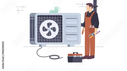 technician holding clamp Meter testing ac components animation, Solving Electrical Problem animated video, Electrician Profession Clip, Low High Voltage Power footage, Handyman Repairman motion