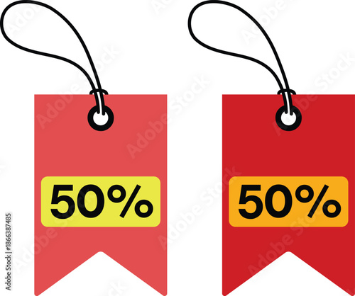 Discount percent tag icon set.Shopping tag, discount coupon, label with percentage symbol, low price.Promotion price tag icon collection.