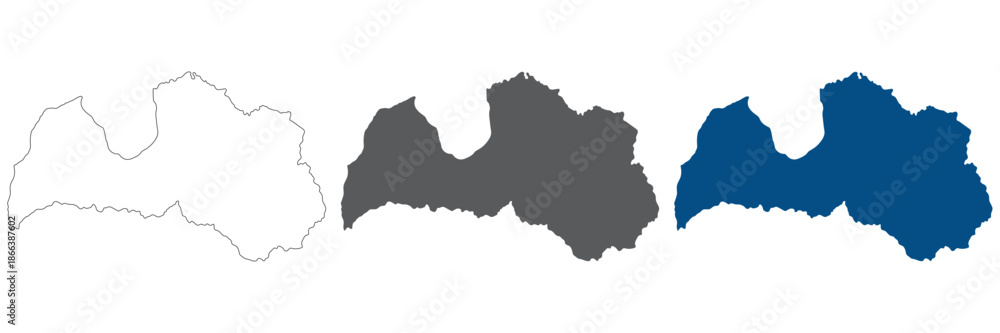 Fototapeta premium Latvia map plain set. Map of Latvia in blank set.