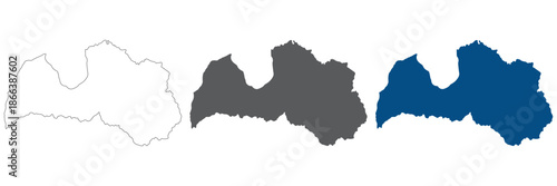 Latvia map plain set. Map of Latvia in blank set.