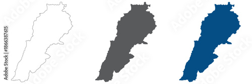 Lebanon map plain set. Map of Lebanon in blank set.