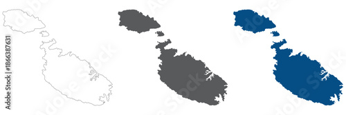 Malta map plain set. Map of Malta in blank set.