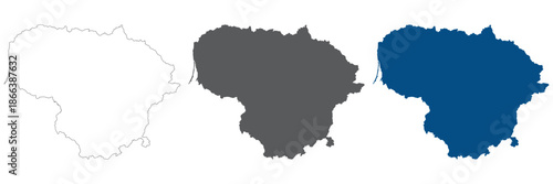 Lithuania map plain set. Map of Lithuania in blank set.