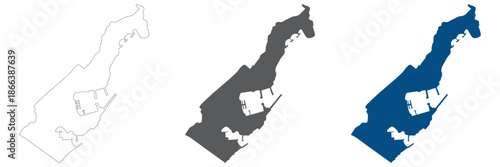 Monaco map plain set. Map of Monaco in blank set.