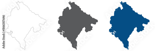 Montenegro map plain set. Map of Montenegro in blank set.
