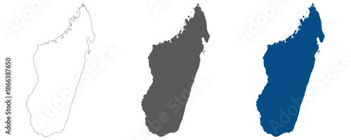 Madagascar map plain set. Map of Madagascar in blank set.