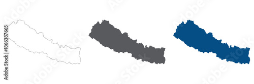 Nepal map plain set. Map of Nepal in blank set.