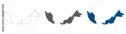 Malaysia map plain set. Map of Malaysia in blank set.