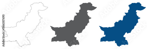 Pakistan map plain set. Map of Pakistan in blank set.