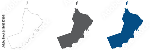 Oman map plain set. Map of Oman in blank set.