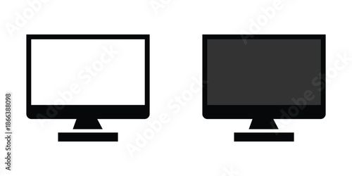 Computer Device Icons Set – Laptop, Monitor, Tablet, and Gadget Vector Illustration