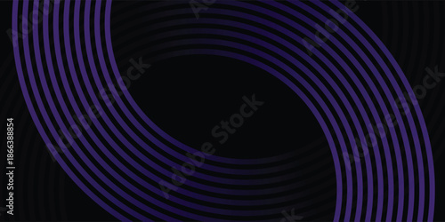 Abstract Bold Dark Violet Curved Lines Intersecting on Black Background