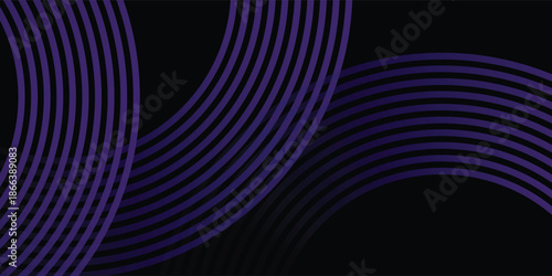 Abstract Bold Dark Violet Curved Lines Intersecting on Black Background