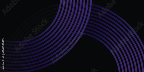 Abstract Bold Dark Violet Curved Lines Intersecting on Black Background