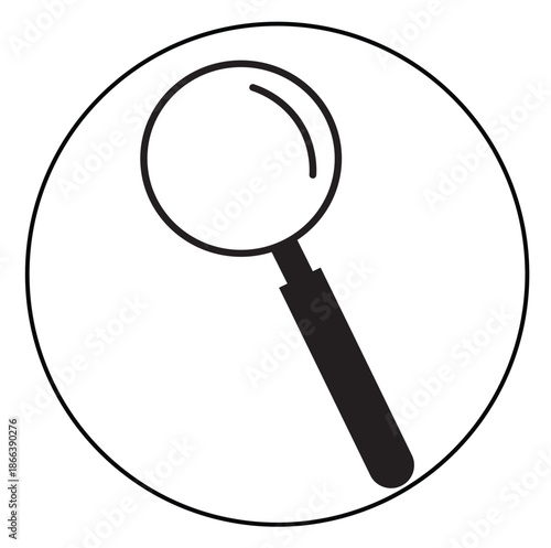 Magnifying glass inside circle