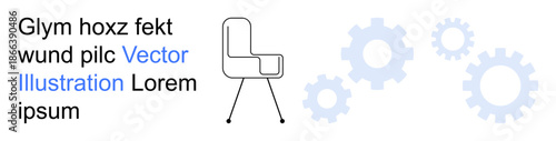 Work productivity, office design, collaboration tools, efficiency, innovation, modern workspace. Minimalist chair with gears to the side. Work productivity and office design