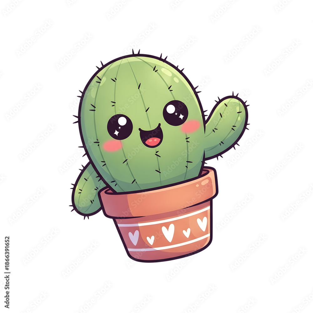Obraz premium Cactus in a decorative pot isolated on transparent background