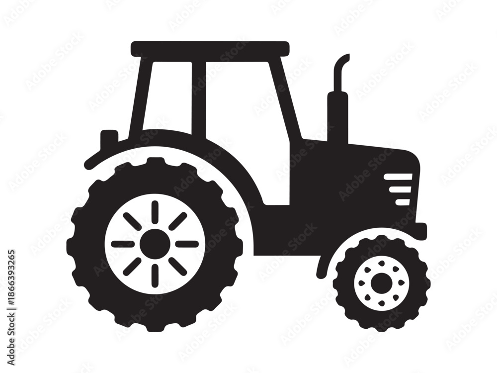 Obraz premium Tractor farming agriculture machine vehicle vector icon black color on white background isolated on white background