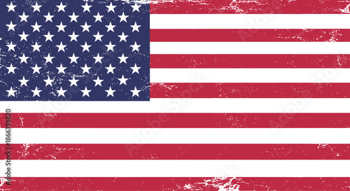 Classic american flag with a distressed grunge texture and faded colors representing history and patriotism of the usa.