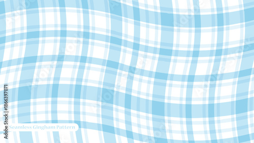 Seamless light blue and white gingham pattern texture background fabric with plaid and check and design and print and material and cloth and surface