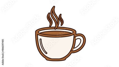 Illustration of a steaming cup of coffee or tea 1.