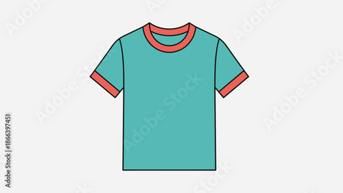 Illustration of a stylish teal tshirt with coral accents.
