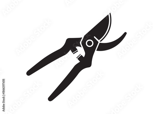 Pruning shears for gardening tasks vector illustration in black silhouette