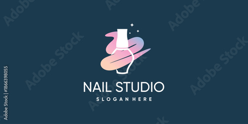 Nail polish logo design icon vector with unique element concept Premium Vector