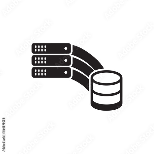  Silhouette data server and database network connection vector illustration