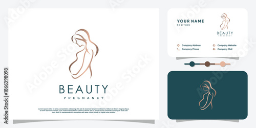 Pregnant logo design icon vector with unique element concept Premium Vector