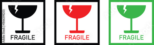 Fragile Shipping Symbol Icon Set – Handle With Care Packaging Sign
