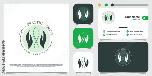 Chiroptactic logo design icon for healthcare Premium Vector
