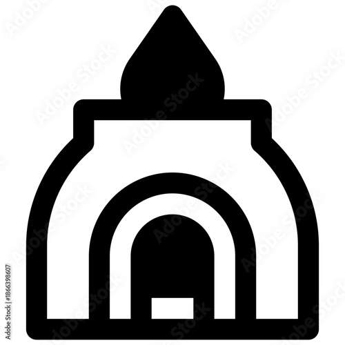 Furnace. Outlined stroke vector icon with black-filled details.