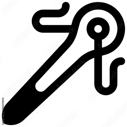 Needle. Outlined stroke vector icon with black-filled details.