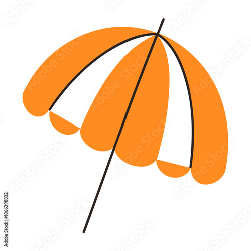 Orange beach umbrella for sun protection on summer days  