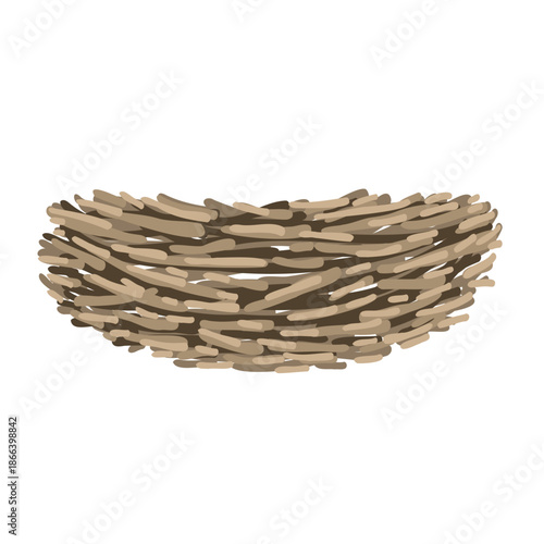 Wicker wreath made of dry branches, vector illustration. Hand drawn rustic grapevine wreath isolated on white for easter decor, spring DIY projects and wedding invitations.