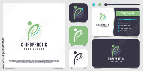 Chiroptactic logo design icon for healthcare Premium Vector
