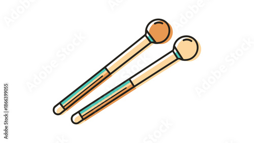 Illustration of Two Mallets for Percussion Instruments.