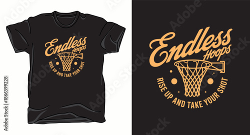 Endless hoops basketball graphic vector art t-shirt design print template