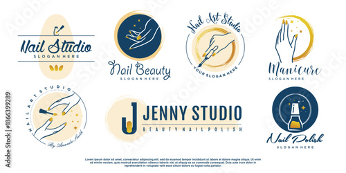 Nail logo design for beauty and fashion Premium Vector