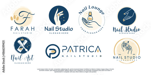 Nail logo design for beauty and fashion Premium Vector
