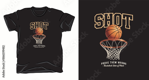 Shot basketball graphic vector art t-shirt design print template