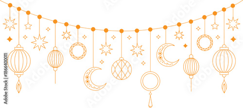 Elegant celestial decoration hanging garland with ornaments