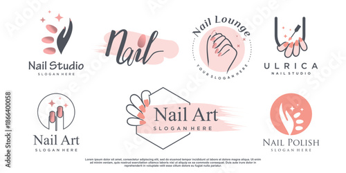 Nail polish icon logo design vector with creative abstract concept Premium Vector
